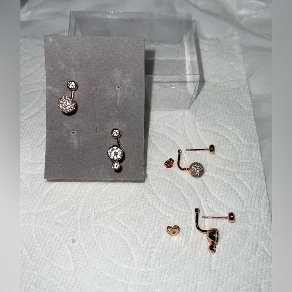 Infinity&Co 2 Pairs Of Jacket Pierced Earrings, Rose Gold. Brand New. - Picture 2 of 7